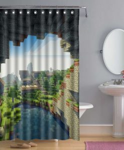 Bathroom Minecraft Creeper Shower Curtain AI
