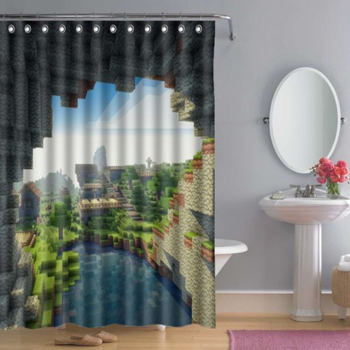 Bathroom Minecraft Creeper Shower Curtain AI