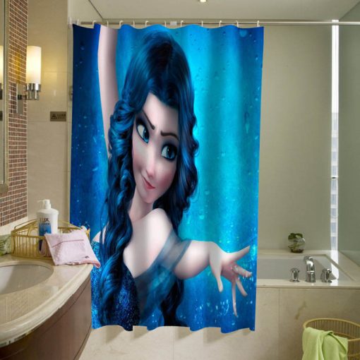 Blue Haired Elsa Elsa with darker hair Shower Curtain AI