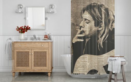 Kurt Cobain print Nirvana canvas Quote Shower Curtain AI