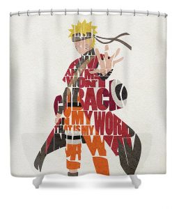 Naruto Uzumaki Typography Art Shower Curtain AI
