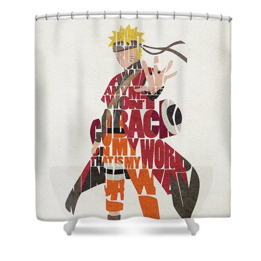 Naruto Uzumaki Typography Art Shower Curtain AI