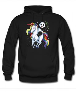 Panda Bear Riding Magical Unicorn Pegasus Hoodie AI