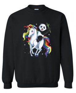 Panda Bear Riding Magical Unicorn Pegasus Sweatshirt AI