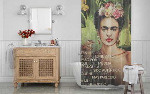 Quote print Frida Kahlo Shower Curtain AI