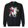 Santa Clause Riding a Rainbow Unicorn Christmas Holiday Sweatshirt AI