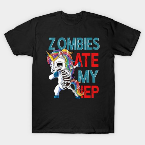 Zombies Ate My IEP Unicorn Funny Teacher T-Shirt AI