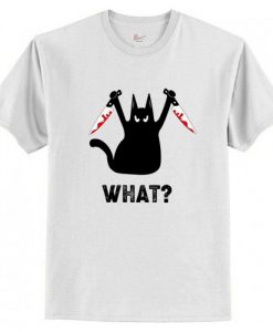 Black Cat And Knife What T-Shirt AI