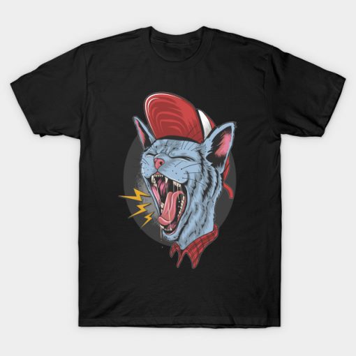 Cat Kitty Scream Over Rock N Roll Punke T-Shirt AI