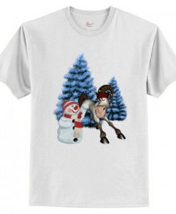 Chistmas Holiday Winter Horse Santa Claus Snowman Reindeer Ice Snow Celebration T-Shirt AI