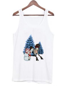 Chistmas Holiday Winter Horse Santa Claus Snowman Reindeer Ice Snow Celebration Tank Top AI