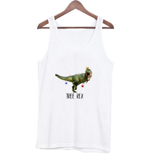 Christmas T-Rex Tree Dinosaur Tank Top AI