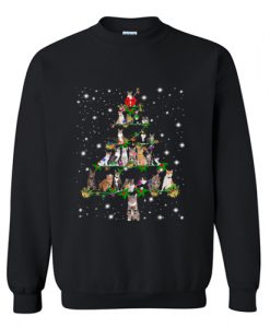 Funny Cats Christmas Tree Ornament Sweatshirt AI