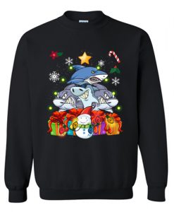 Funny Shark Christmas Tree Cute Decor Gift Xmas Presents Sweatshirt AI