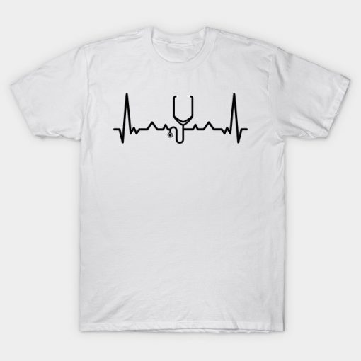 Heartbeat Line with Stethoscope T-Shirt AI