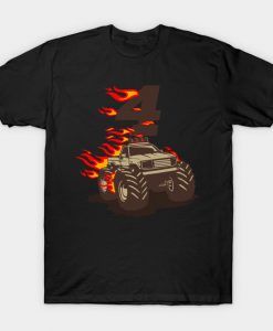 Monstertruck With Flames Gifts For 4 Year Old Boy T-Shirt AI