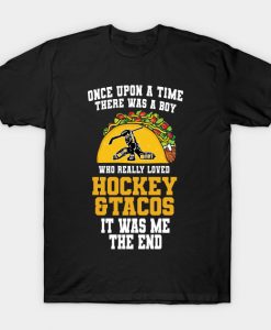 There Was A Boy Who Really Loved Hockey & Tacos T-Shirt AI