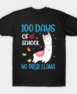 100 Days Of School No Prob LLama T-Shirt AI