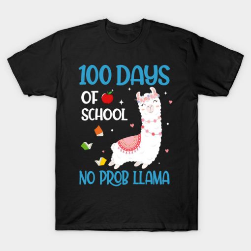 100 Days Of School No Prob LLama T-Shirt AI