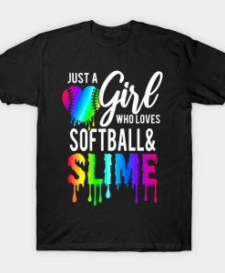 Just A Girl Who Loves Softball and Slime T-Shirt AI