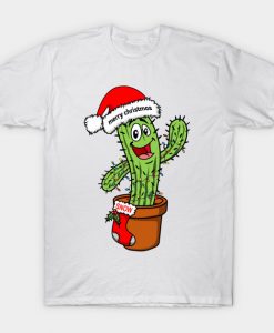 Santa Cactus Christmas Lights T-Shirt AI