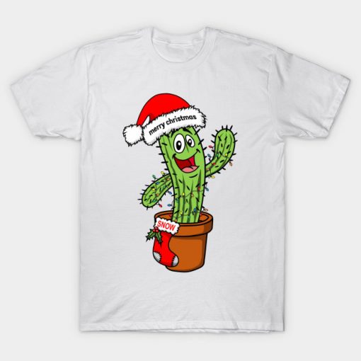 Santa Cactus Christmas Lights T-Shirt AI