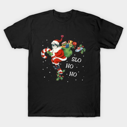 Santa Sloth Slo Ho Ho Christmas T-Shirt AI
