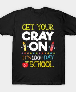 Get Your CrayOn Boys Girls Kids 100th Day Of School T-Shirt AI