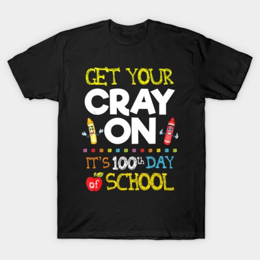 Get Your CrayOn Boys Girls Kids 100th Day Of School T-Shirt AI