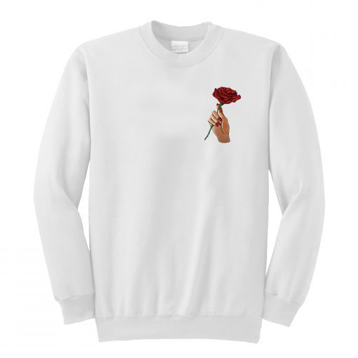 A rose flower in hand Sweatshirt AI