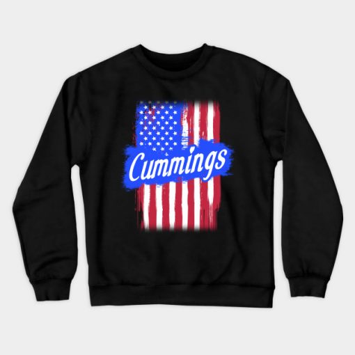 American Flag Cummings Family Gift For Men Women, Surname Last Name Crewneck Sweatshirt AI