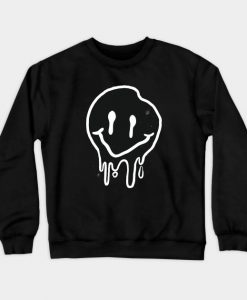 Black Melting Smiley Crewneck Sweatshirt AI