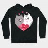 Cartoon Cute Valentine's Day Couple Cats Shape Heart I Love You Hoodie AI