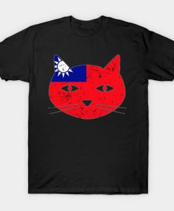 Cute Cat Head Taiwan Flag Cat Lover Gifts T-Shirt AI