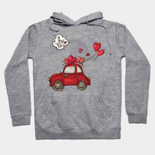 Doodle Red Car Valentine's Day For You Light Hoodie AI