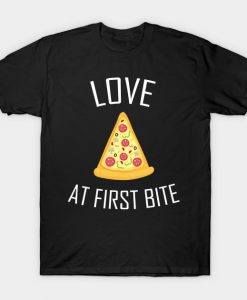 Love At First Bite Pizza Heart T-Shirt AI