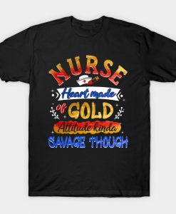 Nurse Heart Made Of Gold T-Shirt AI