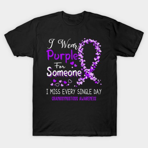 I Wear Purple For Someone I Miss Every Single Day Craniosynostosis Awareness Support Craniosynostosis Warrior Gifts T-Shirt AI