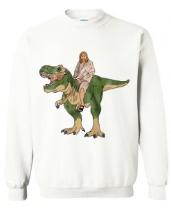 Jesus on a Dinosaur sweatshirt AI