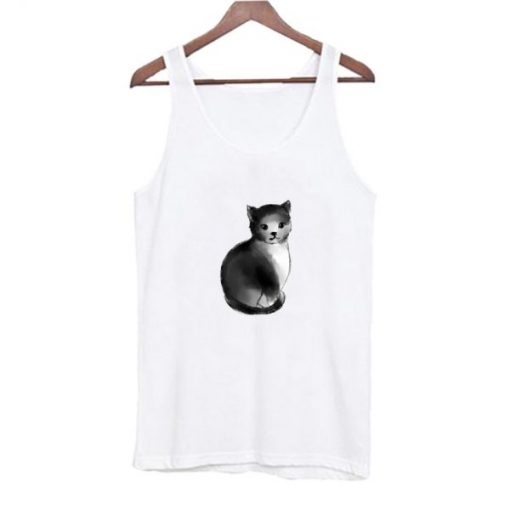 Black Ink Cat Tank Top AI