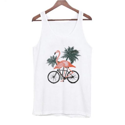 Flamingo Riding A Bicycle Tank Top AI