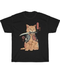 Catana cat samurai t shirt AI