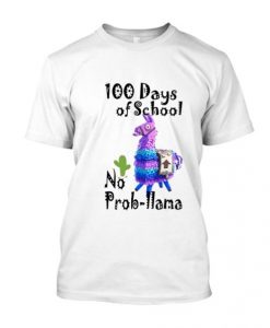 100 Days Of School No Prob-Llama Fortnite Llama T Shirt AI