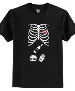 Halloween Burger Beer Skeleton Halloween T-Shirt AI