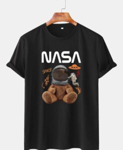 NASA Space Bear Print T-Shirt AI
