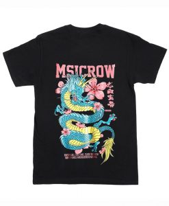Msicrow Flower Dragon T-Shirt Back AI
